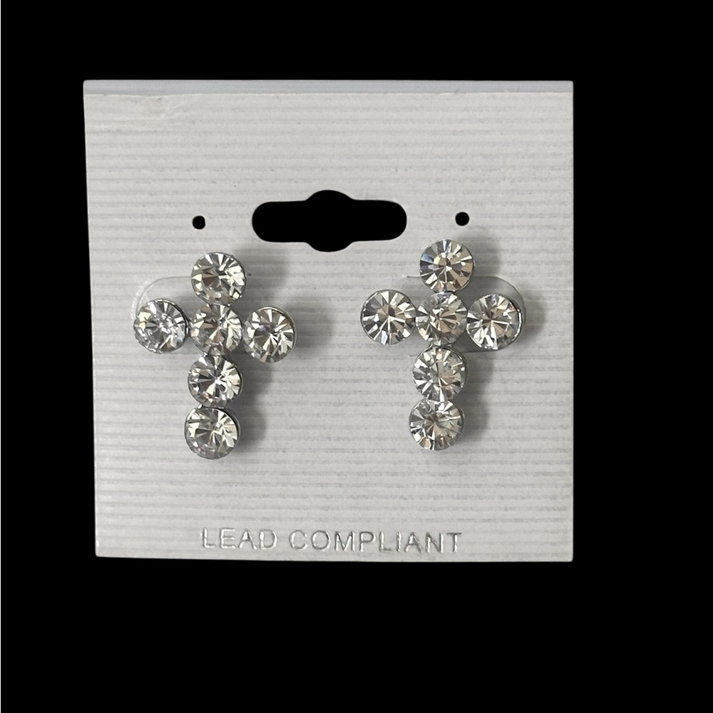 CRYSTAL CROSS Stud Earrings in Silver NWT